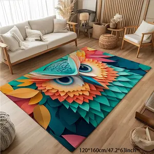 Modern Style Owl Pattern Non-Slip Bath Mat, Flannel Memory Foam Rug for Kitchen Bathroom Laundry Room, Perfect Home Decor Gift
