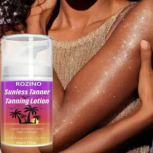 Rozino Medium Tone Sunless Tan Lotion 60g, Even Brightening, Natural Look, Smooth, Bronze, Deep Nourishment, UV Protection, Suitable for All Skin Types
