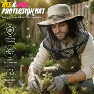 Beekeeper Style Head Net - Hidden Mesh Mosquito   neck  Protection for Anglers/Hikers  sun hat