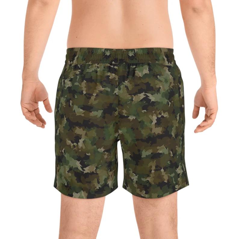 Camouflage Men's Mid-Length Swim Shorts Military Camo Beachwear Summer Gift