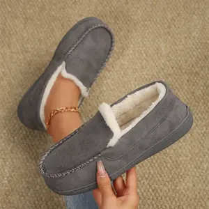 Women's Warm Lined Loafers Fleece Slipper Easy Slip - On Casual Shoes Indoor Outdoor Shoes Winter Warm Mini Snow Boots