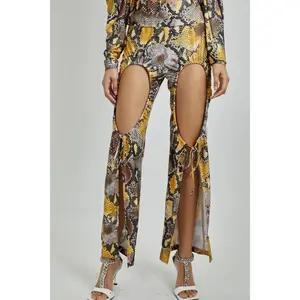 Snakeskin Cut out Jersey Pants