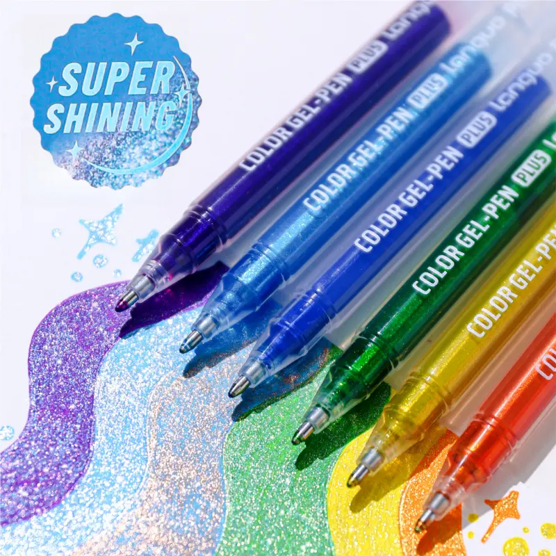 Super Shining Gel Pens,Glitter Gel Pens, 16Pack Colored Pens for Black Paper & White Paper, 1.0mm Point Pens, Large Capacity Ink Pens for Coloring, Writing, Drawing, Journaling, Note Taking,Journaling & Creative Art Supplies