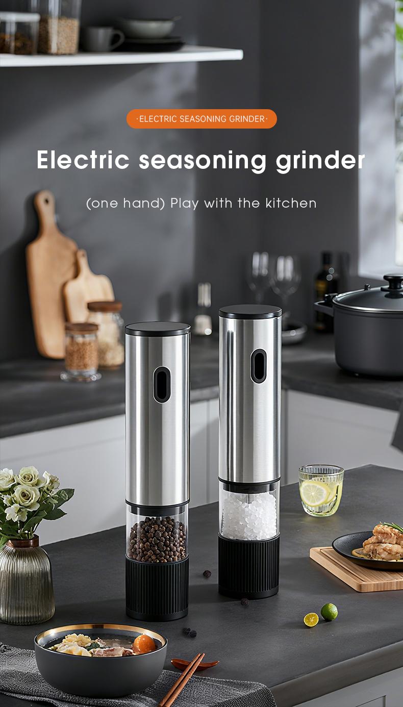 Automatic Salt and Pepper Grinder, Rechargeable Electric Spice Mill, LED Light Base, Large Capacity, Adjustable Coarseness, Self-Adjusting, Kitchen Utensils Set, New Year Gift, Home Kitchen