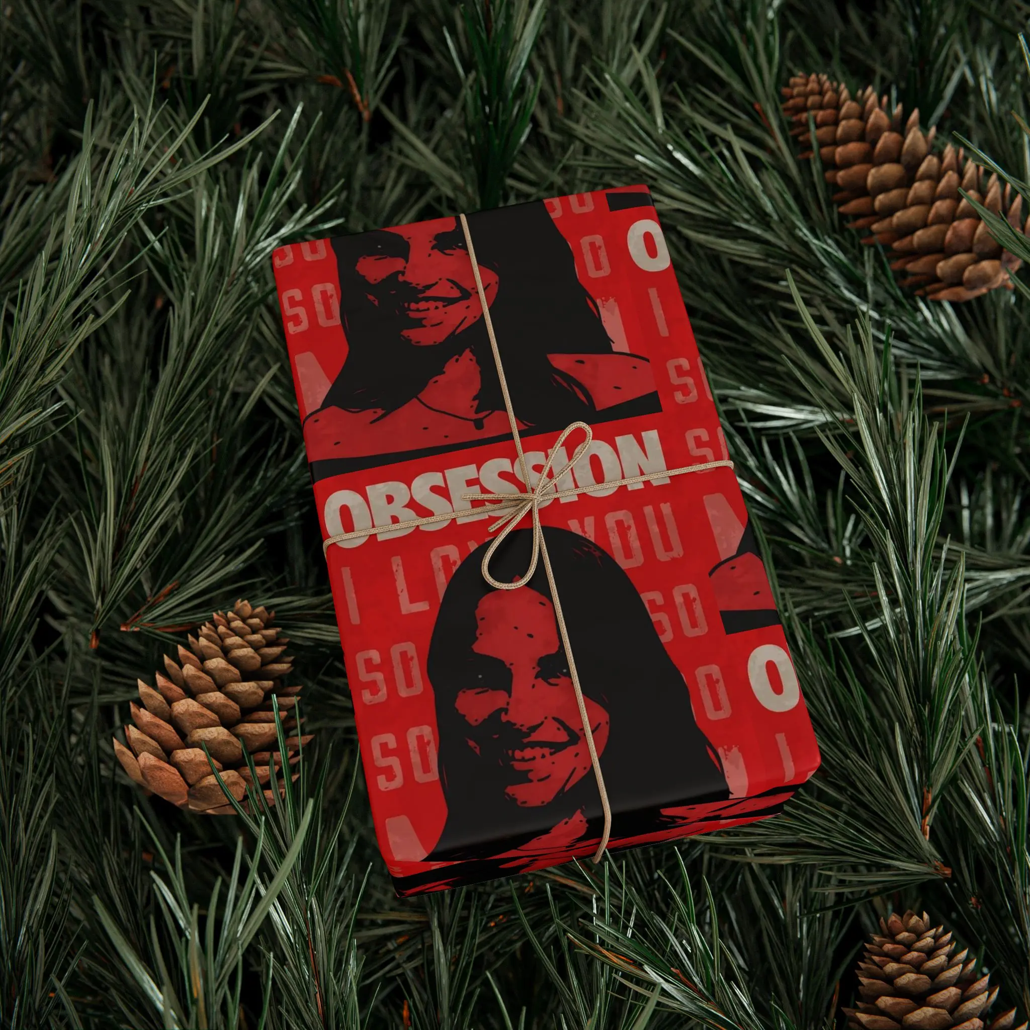 Movie Character Obsession Gift Wrap Paper, Bold Trendy Pop Culture Wrapping Paper Roll for Bestie