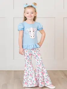 Baby Cow Floral Bell Bottom Outfit