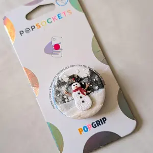 PopSockets Snowman Authentic PopSocket™ PopGrip Phone Grip Expanding Stand and Grip with Swappable Top Clay Phone Grip Cottage Christmas