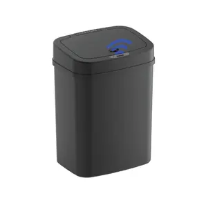 Automatic Bathroom Trash Can 3 Gallon Plastic Motion Sensor Garbage Bin with Soft Close Lid Black for Easy Waste Disposal