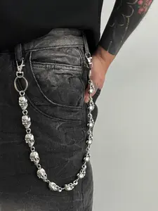 Men's Punk Skull Waist Chain, Metal Body Chain for Pants Decoration, Fashion Jewelry for Music Festivals & Halloween Party Wear, Vintage Body Jewelry