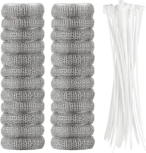 24 Pieces Lint Traps Washing Machine Stainless Steel Lint Snare Traps Laundry Mesh Washer Hose Filter with 24 Pcs Cable Ties suoundey
