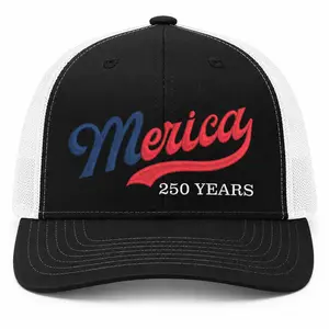 Merica 250 Years Embroidered Snapback Trucker Hat Custom Thread Color Vintage Soft Cotton Adjustable Hat Trendy Streetwear Gift for Men & Women