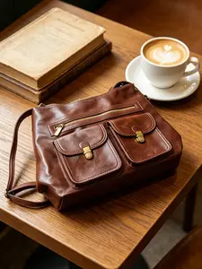 Niche fashion commuter shoulder tote bag, PU Tote Satchel, personalized woven craft wide shoulder strap design, fashionable and exquisite casual simple versatile multi-color optional, suitable for daily travel, shopping, etc.