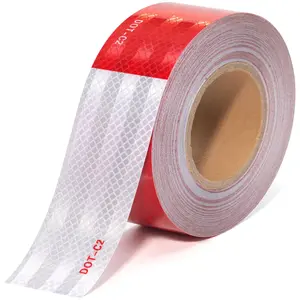 High Visibility Reflective Tape, 2 Inch x 200 Feet Waterproof Red and White Conspicuity Safety Tape for Trailer, Outdoor, Cars, Trucks