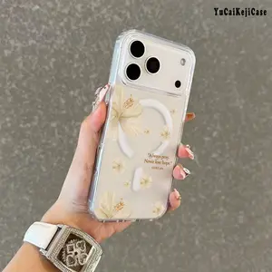 Trendy Magnetic Case for iPhone11/12/13/14/15/16/17/promax, Beige Hibiscus Faith Quote Ultra Slim, MagSafe Support, Shockproof |   Playful & Fun Style