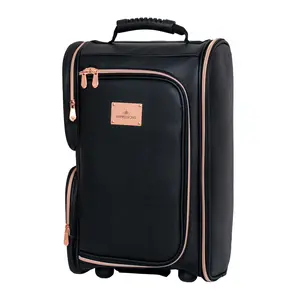Slayssentials Convertible Travel Organizer Makeup Case with 5 Removable Pouches Zip Closure & Rose Gold Trim for Ultimate Travel Convenience