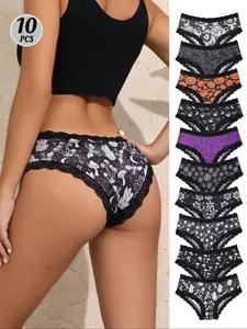 Morvia Women's Halloween Themed Print Panty, Soft Comfy Breathable Seamless Knicker for Daily Wear, Women's Underwear for All Seasons