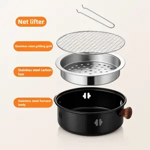 Stainless Steel Charcoal Grill, Portable Outdoor Camping BBQ Rack, Indoor Meat Griller, Essential for Family Gatherings