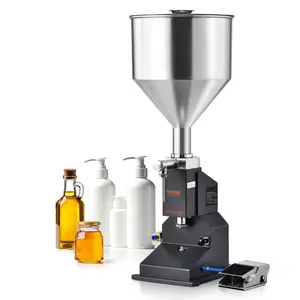 Summervibes VEVOR Pneumatic Paste Liquid Filling Machine, 5-50ml Bottle Filler, Bottle Filling Machine, Stainless Steel Liquid Filler with Pedal for Milk Water Juice Essential Oil Shampoo Cosmetic Honey Lotion