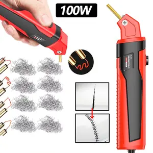 [ Plastic Welder] Plastic Welding Kit, 200pcs Welding Nails, Bumper Crack Repair Welding Gun Kit, Bumper Soldering Iron Hot Stapler, Garage Tool, Car Bumper Plastic Parts Repair Welder Kit with Staple，Suitable for Car Bumper and Most Plastics (US Plug)