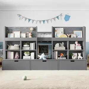 Bellemave   Loft Bed with Multi-storage Shelves and Storage, Low Loft Bed with Curtain under the Bed and Chalkboard, No Box Spring Needed