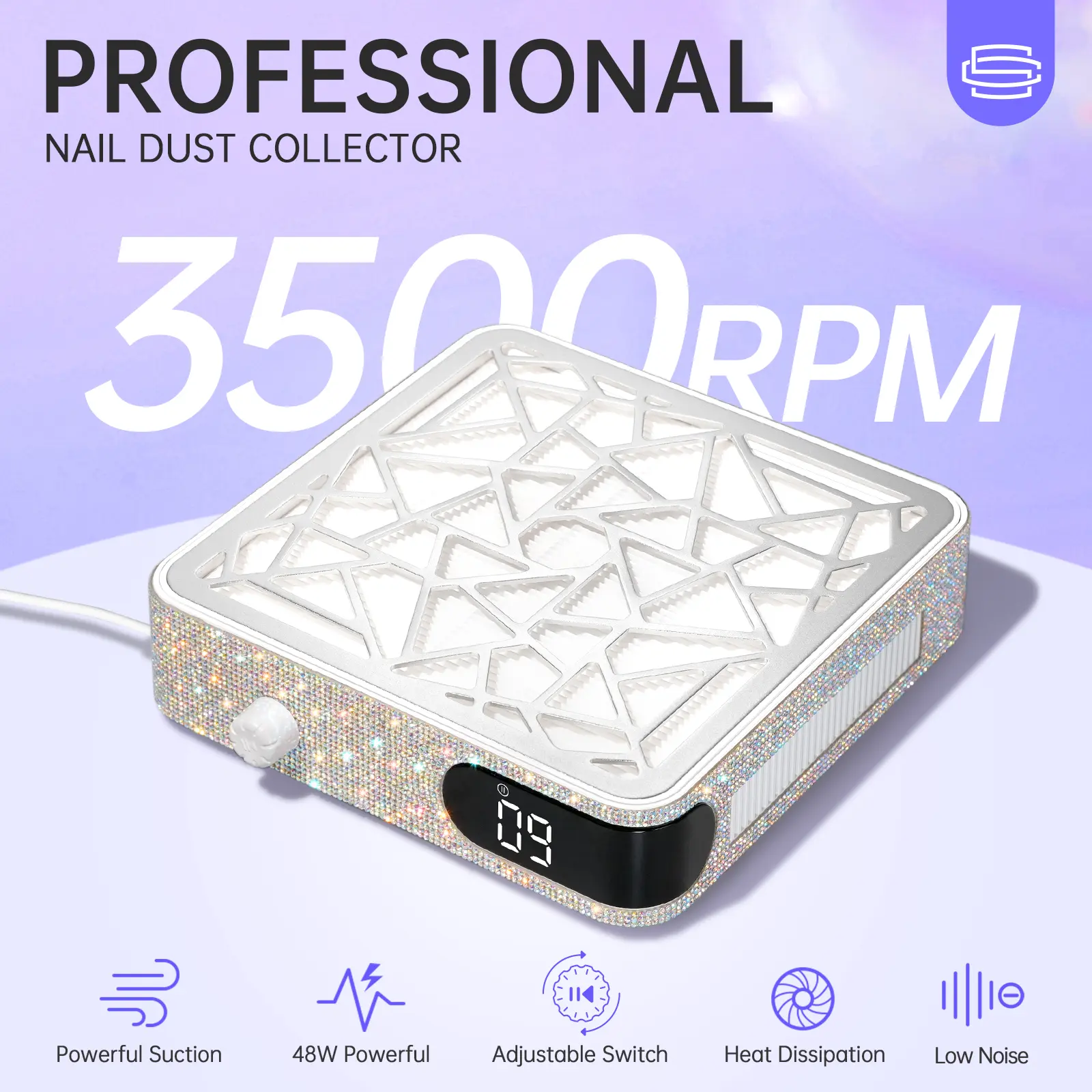 【Live Stream Exclusive】CHRISTINE SHELLY Nail Dust Collector, Powerful Vacuum Fan Vent Dust Collector Extractor Dust Suction Machine for Acrylic Nails Polishing, Not Wireless Machine Manicure Pedicure  Nail Salon,