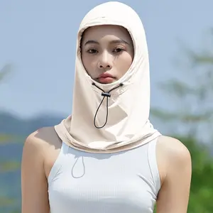 Unisex Sun Protection Face Mask, Full-Face Head Cover with Neck Protection, Removable Hood, Lightweight and Breathable Summer Ice Silk Sunshade