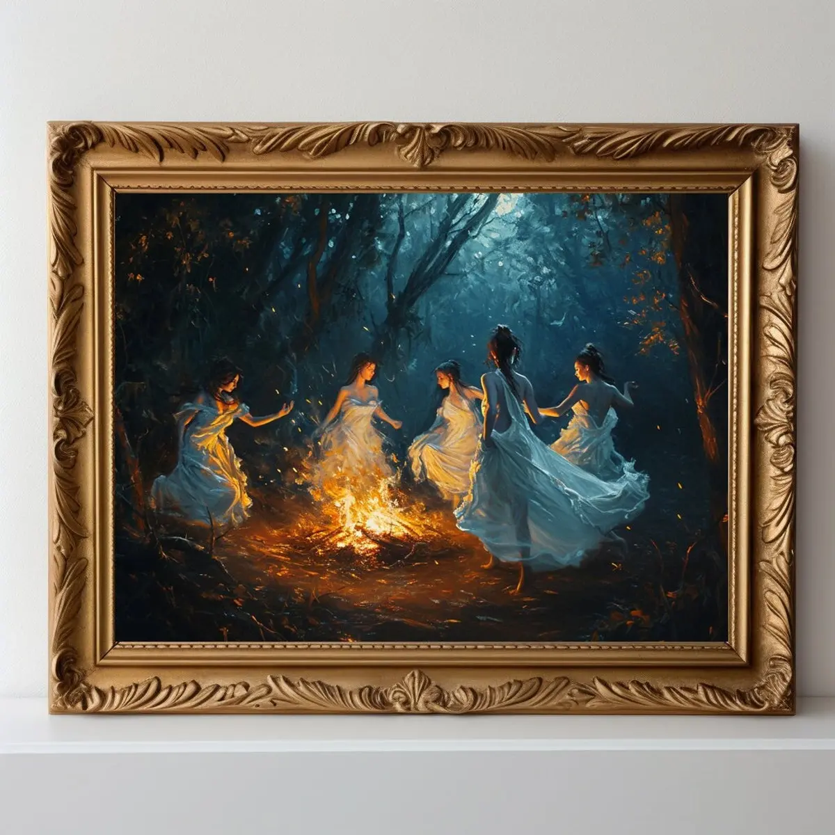Witches Coven Wicca Moon Ritual Mystic Luna Invocation Dancing Witch Poster Print Unframed High-Quality Wall Art Painting for Home Decor Gift Idea wall decor wall art posters Wooden Wall Art Decoration Items
