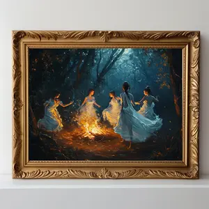 Witches Coven Wicca Moon Ritual Mystic Luna Invocation Dancing Witch Poster Print Unframed High-Quality Wall Art Painting for Home Decor Gift Idea wall decor wall art posters