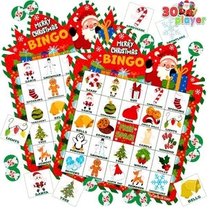 30 Players Christmas Bingo Cards, Xmas Bingo Game for Kids Family Activities, Holiday Winter Bingo Cards for Party Card Games, School Classroom Indoor Party Games