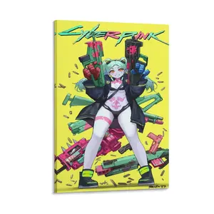 Cyberpunk Edgerunners Poster Set, Canvas Wall Art for Living Room And Bedroom, Aesthetic Anime Decor Poster Canvas Wall Art For Bedroom Decor Bar Office Room Decor Gift
