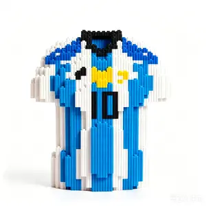 #10 Soccer Jersey Micro Building Block Set - Striped Football Kit Mini Bricks 3D Puzzle, Collectible Sports Desktop Display Decor, Fun Construction Hobby Toy Gift for Soccer Fans Adults Kids 8+