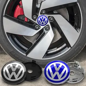 4pcs 60mm Car Wheel Center Hub Caps Rim Cover Emblem Badge for VW Volkswagen Golf 5 6 Polo R GR SR GTI Passat Tiguan Touran Jetta Auto Accessories Car Decals
