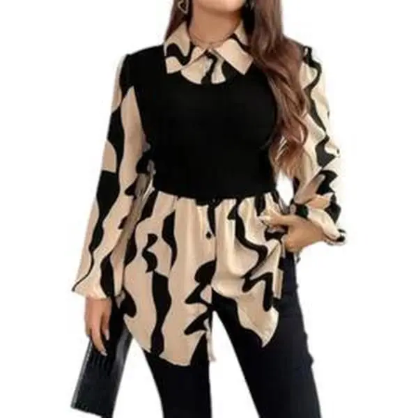 Women's Plus Size Color Block Blouse for Everyday Comfort - Casual