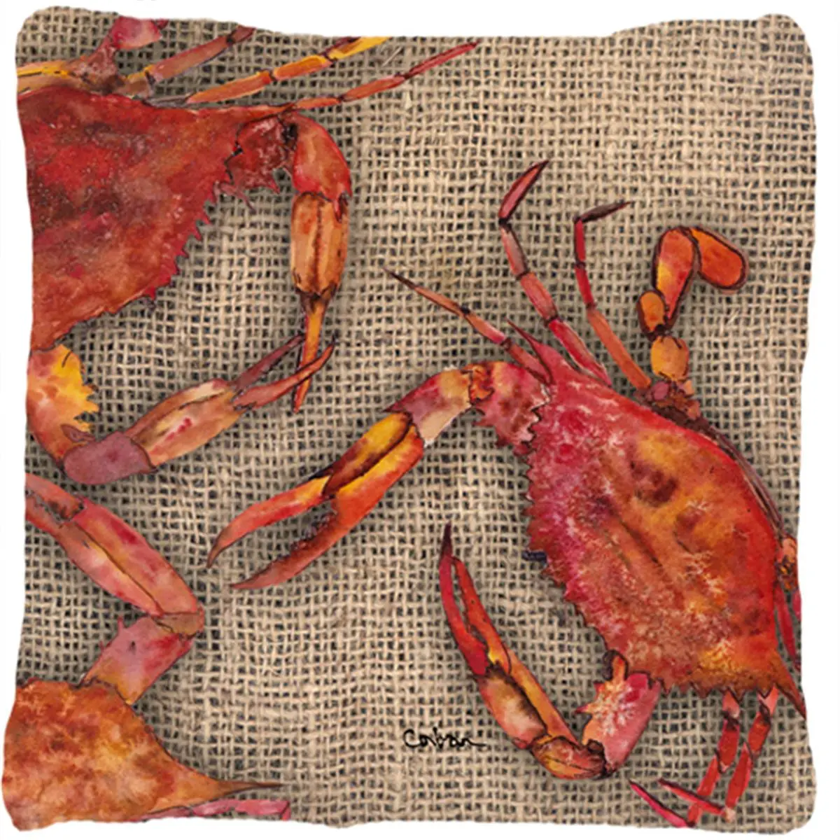 212 MAIN Carolines Treasures Crab Print Heavyweight Fabric Decorative Pillow - Indoor & Outdoor Use, Durable, Washable Cushions