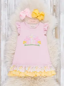 Three Crosses Easter Promise Embroidered Cotton Dress