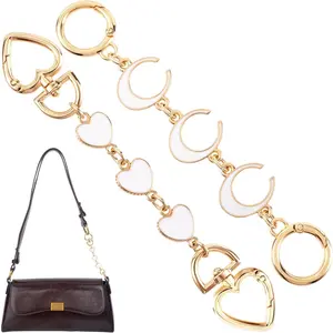 2 count  Bag Extender Chain, Metal Extender Chains, Purse Strap Replacement, Wallet Extender Chain Decoration for Purses, Bags, Wallet (Heart+Moon)