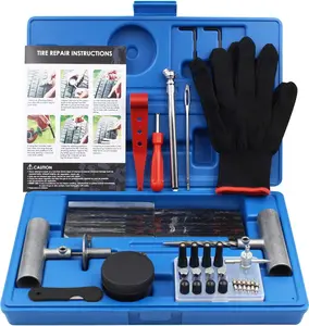 Tire Repair Kit, 63Pcs Heavy Duty Tire Plug, Universal Repair Tool Kit to Fix Punctures and Plug Flats Tire Patch for Car, Motorcycle, Truck, Tractor, Trailer, ARB, ATV, RV, SUV