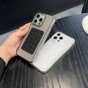 Stylish black and white suction cup phone case for iPhone 17 Pro Max 16 15 Plus 14 13 12 11 drop-proof protective cover