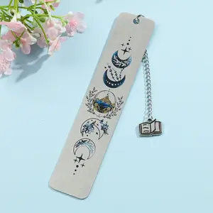 Moon Pattern Personalized Book Mark - Stainless Steel Bookmarks for Women & Men - Gift Accessory for Book Lovers Stationery