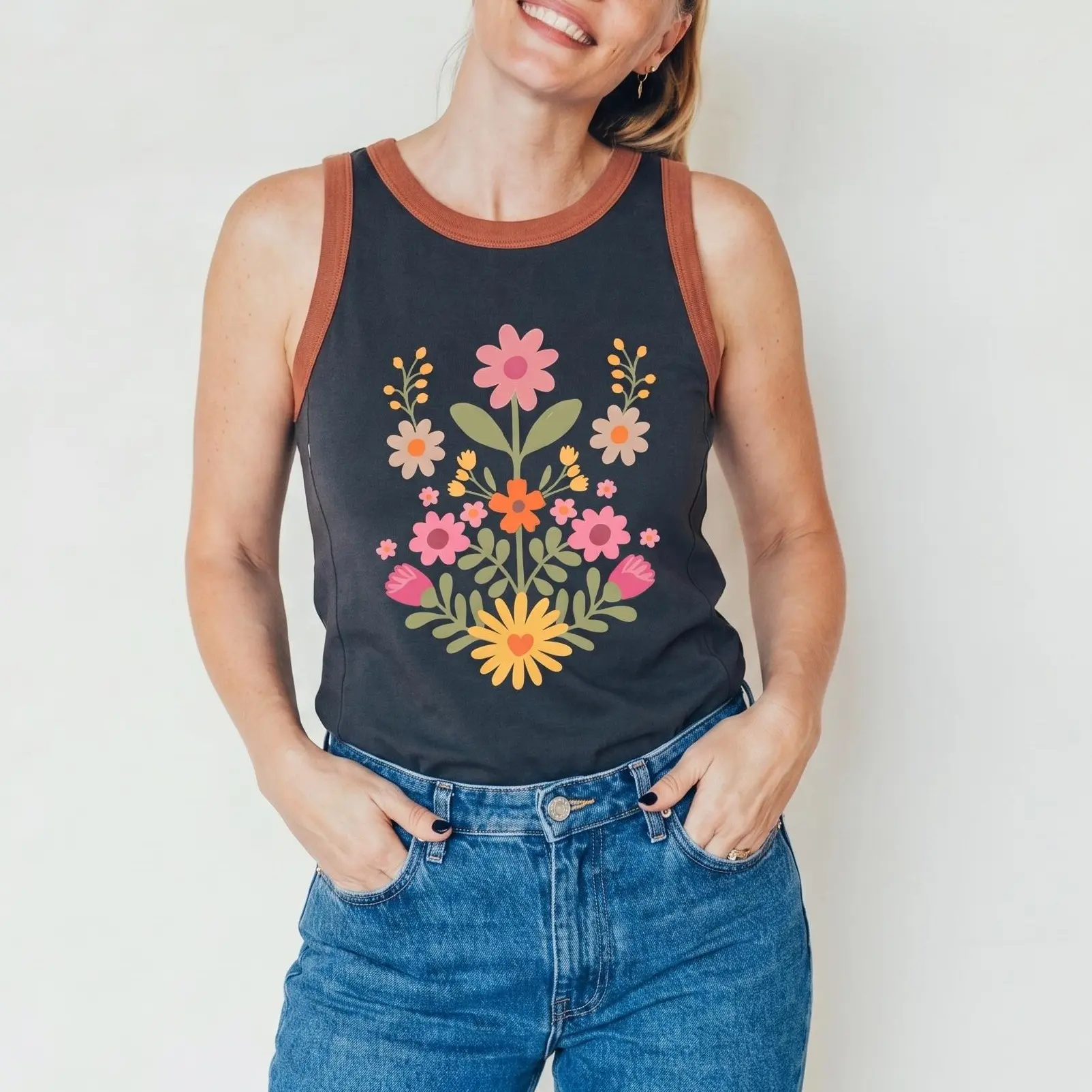 Giftifymama Flowers Nursing Tank Top with hidden zipper Top Stretchy Nursing shirts for breastfeeding,Soft and breathable breastfeeding top