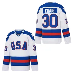 Men's #30 White Craig USA 1980 Olympic Team Ice Hockey Jerseys Embroidery Men's Embroidery
