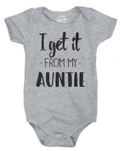 I Get It From My Auntie Creeper Funny Family Baby Jumpsuit Funny Baby Onesies Funny Aunt Onesie Novelty Onesie Light Grey