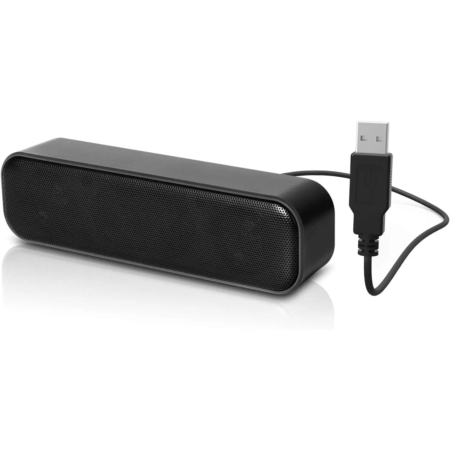 [Upgraded] USB Type-A Computer Speakers, Mini Soundbar with Stereo Audio, Enhanced Bass, Passive Radiator & Plug-and-Play for Windows PCs & Desktops, 1 X Usb Computer Speaker
