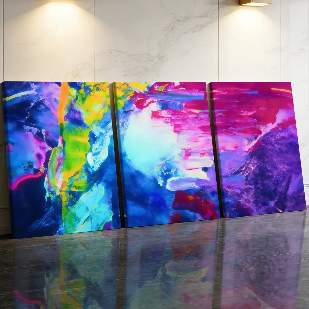 3 Counts Wooden Framed Canvas Painting, Colorful Abstract Expressionism Art Images, Abstract Pattern Print, Exquisite Poster, Perfect Gift, Decor For Living Room, Bedthroom, Modern Art, Fashion Family Poster, Wall Art Decoration, Modern Home Decor