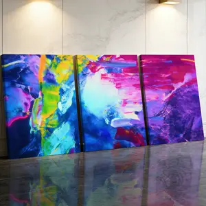 3 Counts Wooden Framed Canvas Painting, Colorful Abstract Expressionism Art Images, Abstract Pattern Print, Exquisite Poster, Perfect Gift, Decor For Living Room, Bedthroom, Modern Art, Fashion Family Poster, Wall Art Decoration