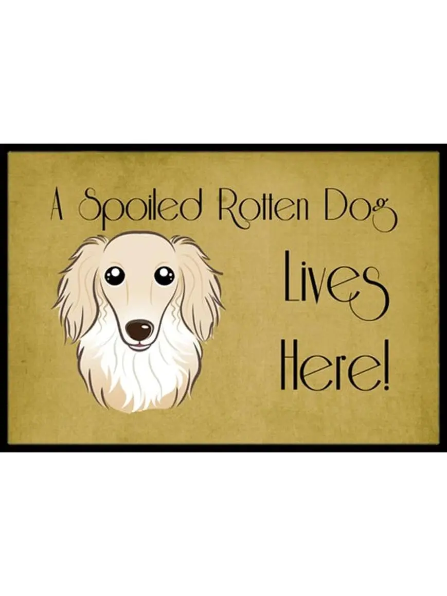 Carolines Treasures BB1460MAT Longhair Creme Dachshund Spoiled Dog Lives Here Indoor & Outdoor Mat- 18 x 27 in.