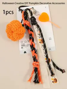 Halloween Crochet Pumpkin Bag Charm, Premium Yarn & Fabric Material, Spooky Yet Cute Design, Fashionable Autumn Aesthetic