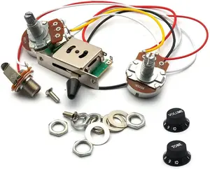 Electric Guitar Wiring Harness Prewired Kit A500k B500K 18mm Shaft Big Pots 3 Way  Volume Tone Control Wiring Harness