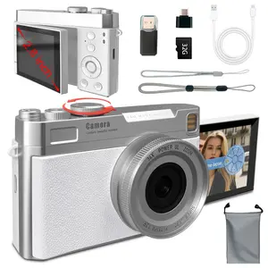 Portable Vintage CCD Camera for Students, 4K Recording, Side-Flip Screen, Rotary Dial Control, 2.8" HD Screen, 27 Filter Effects Digital Camera, Portable Vlogging Camera, Back-to-school, birthday,  Valentine's Day gifts