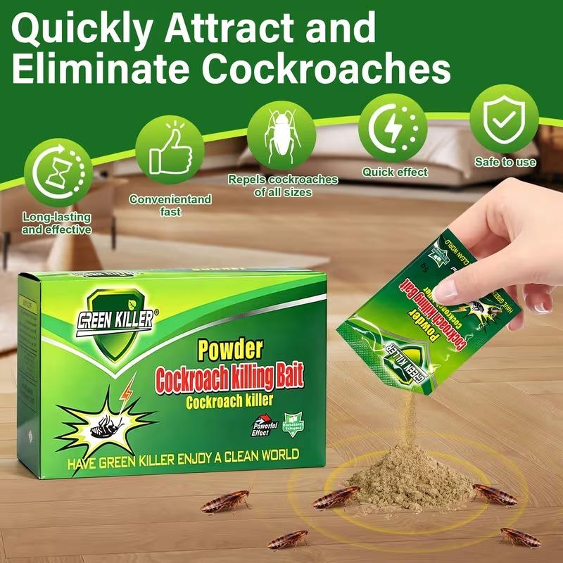 50-Packet High-Efficiency Cockroach Bait Powder - Fast-Acting, Nest-Colony Eliminator, Suitable for Indoor, Outdoor & Kitchen Window Enclosed Spaces (Home Care Supplies)